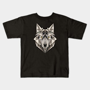 Geometric Wolf Wild Dog Animal Lover Geometry Art Gift Kids T-Shirt